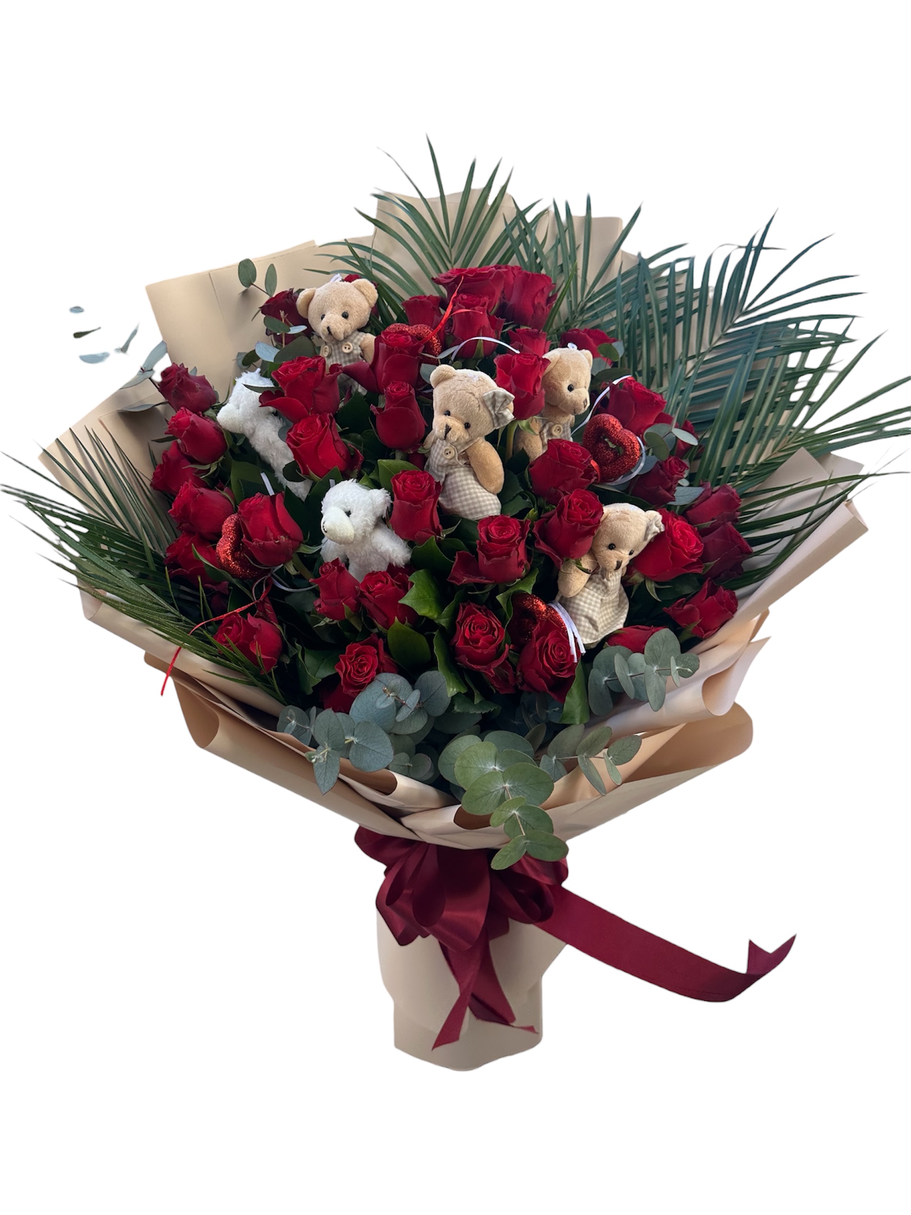 Ayıcıklı 25’Li Kırmızı Gül buketi
